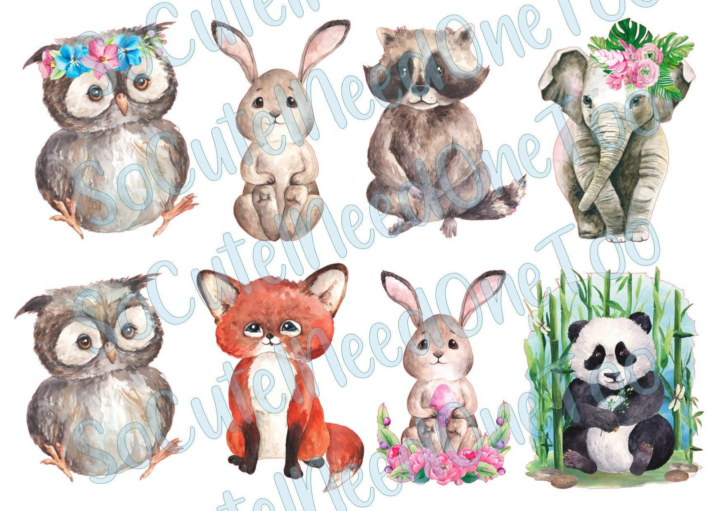 Watercolor Animals Waterslide Decals - SoCuteINeedOneToo