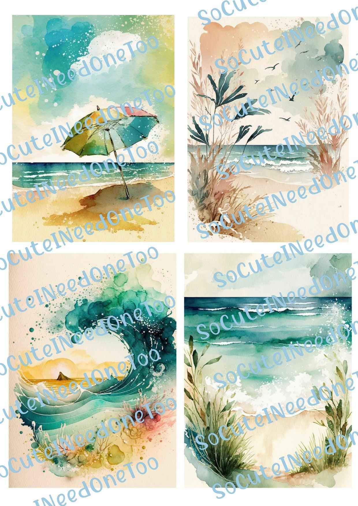 Watercolor Beach Waterslide Decals - SoCuteINeedOneToo