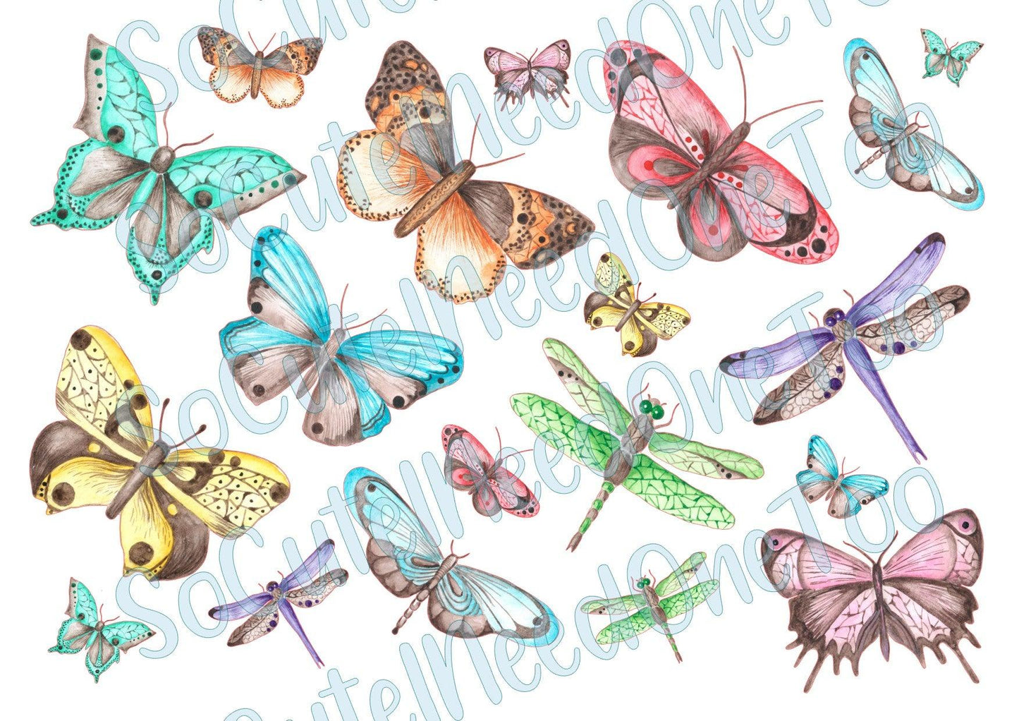 Watercolor Butterflies Waterslide Decals - SoCuteINeedOneToo