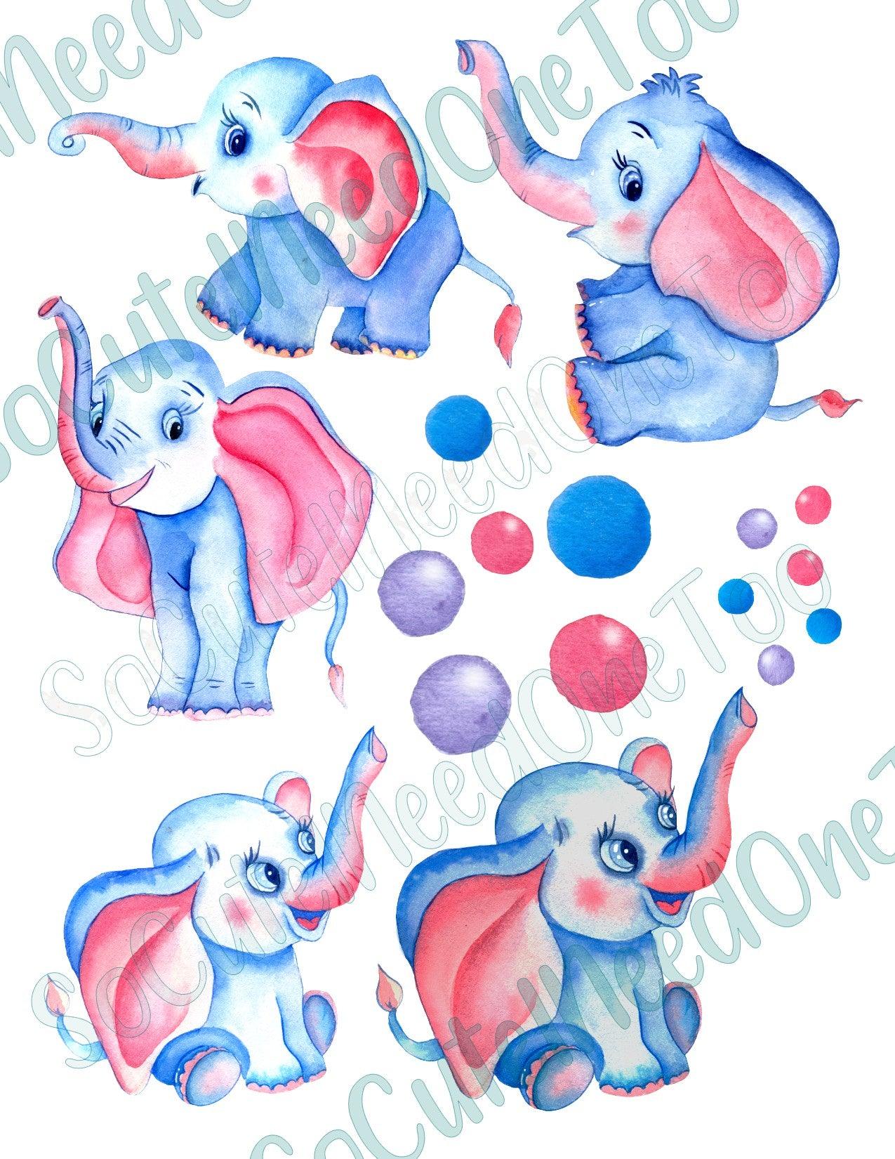 Watercolor Elephants Waterslide Decals - SoCuteINeedOneToo