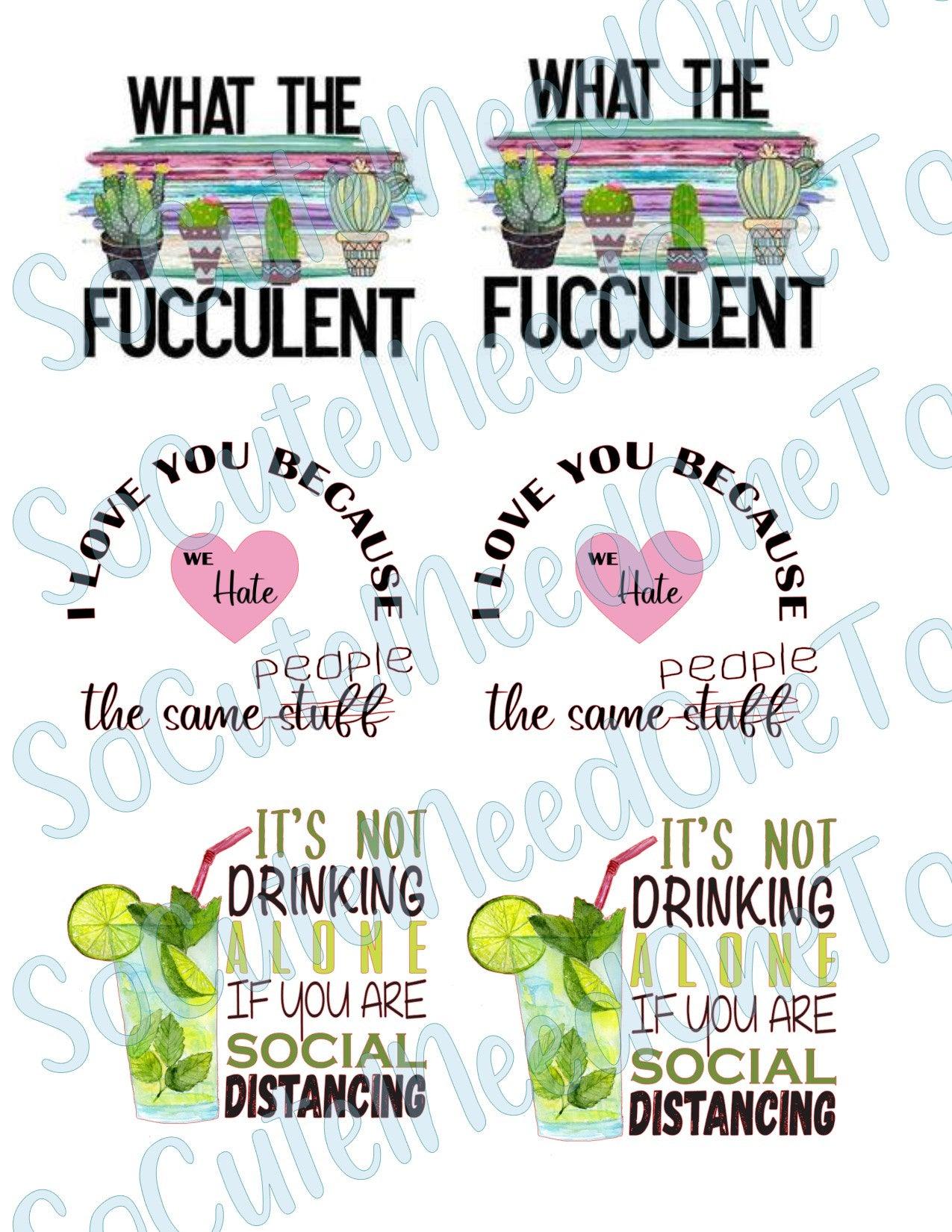 What the Fucculent decals Waterslide Decals - SoCuteINeedOneToo