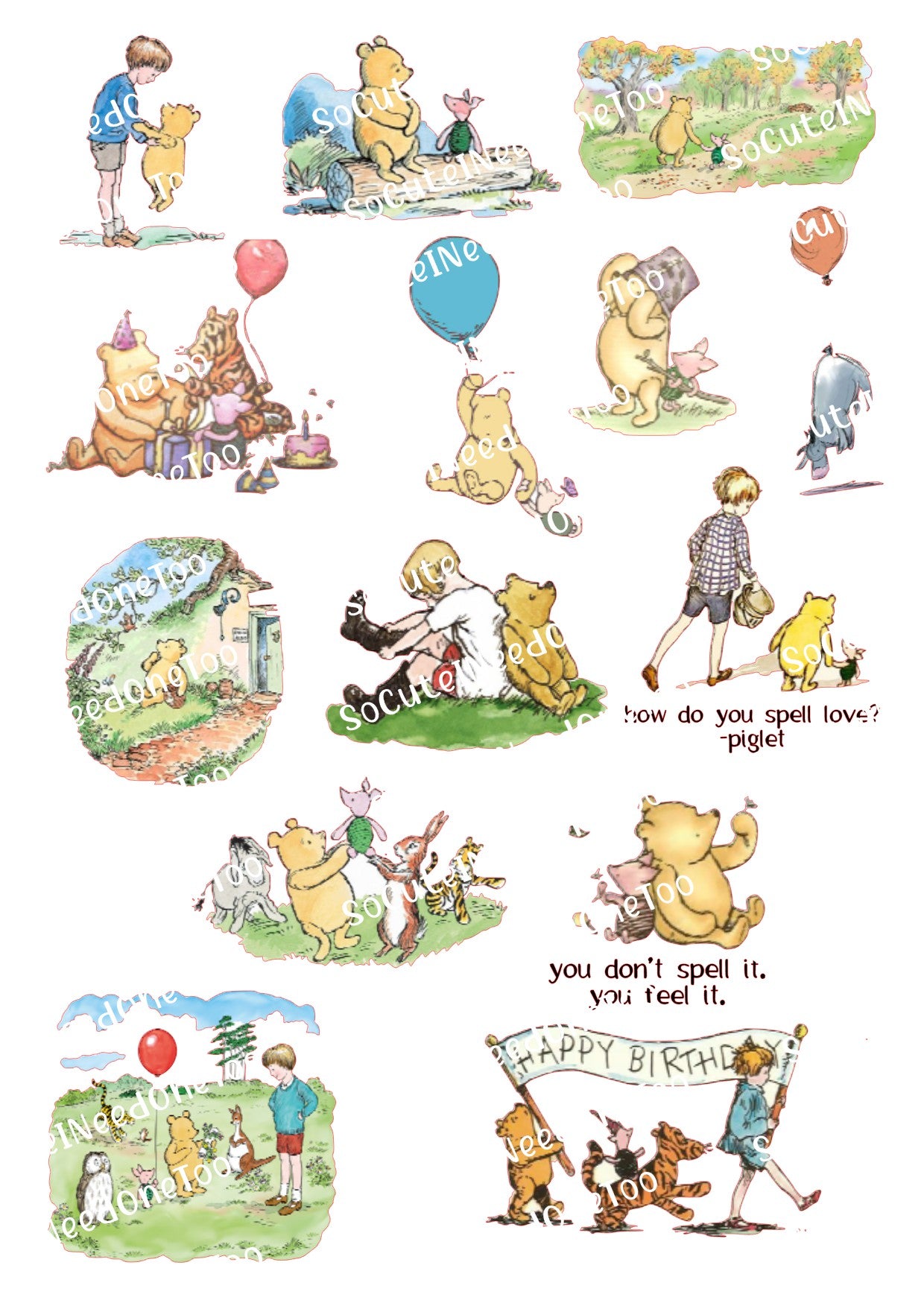 Winnie The Pooh Classic #2 Waterslide Decals - SoCuteINeedOneToo