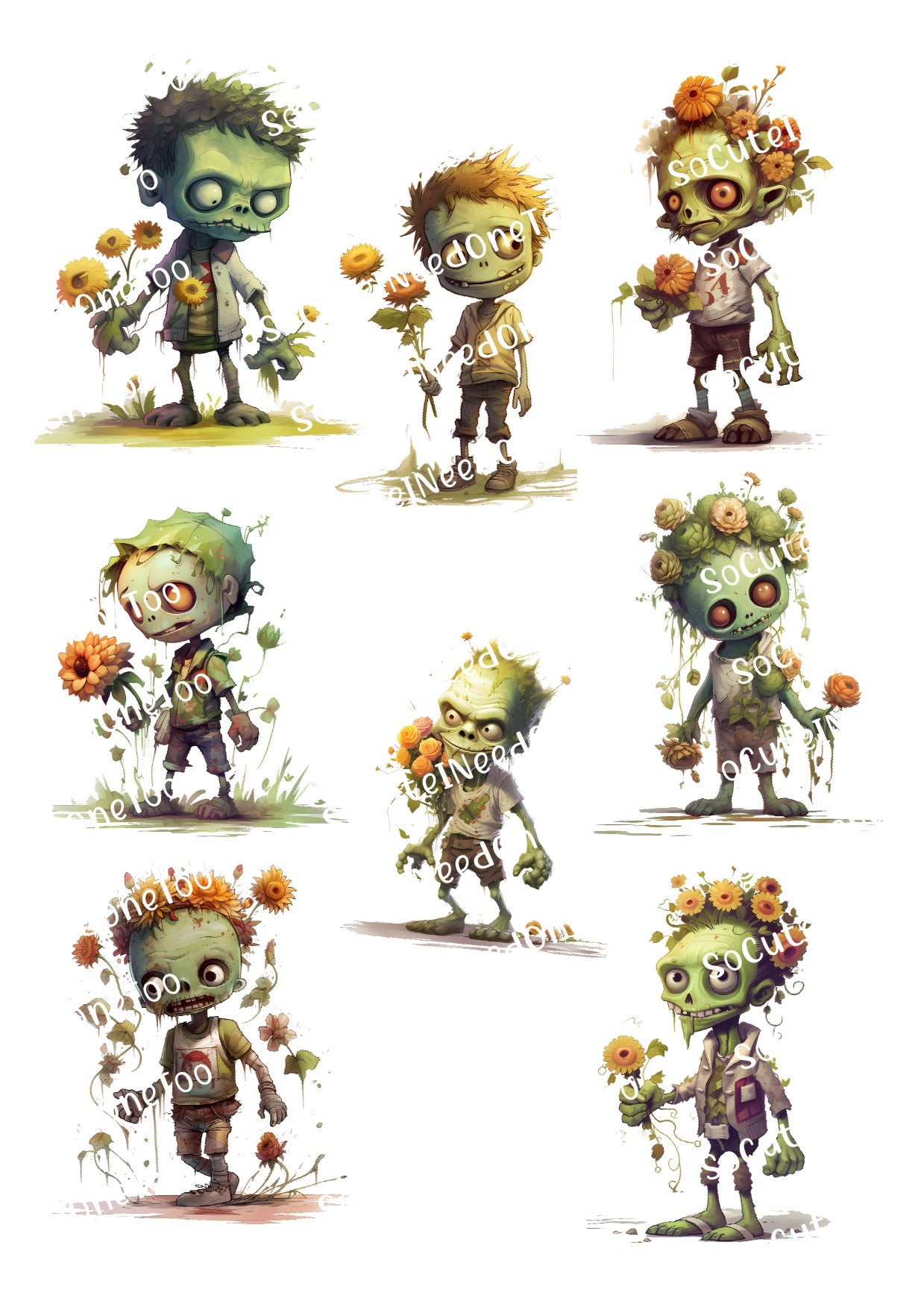 Zombie Figures Waterslide Decals - SoCuteINeedOneToo