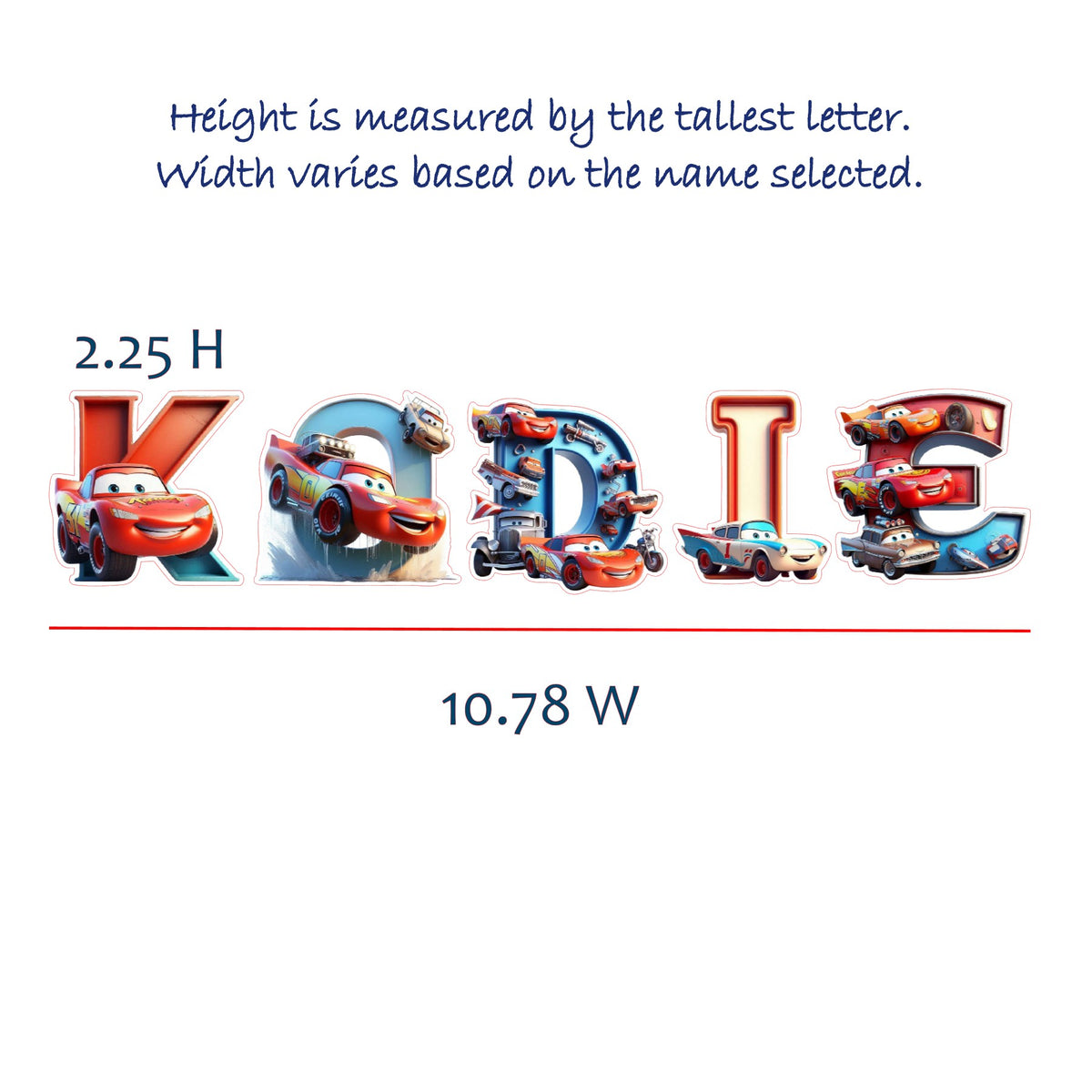 Race Car Alphabet Stickers | Custom Name Stickers | White or Clear | Personalized Kids Lettering | DIY Crafts & Tumblers