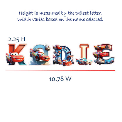 Race Car Alphabet Stickers | Custom Name Stickers | White or Clear | Personalized Kids Lettering | DIY Crafts & Tumblers