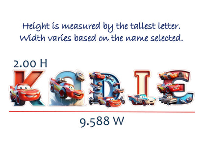 Race Car Alphabet Stickers | Custom Name Stickers | White or Clear | Personalized Kids Lettering | DIY Crafts & Tumblers
