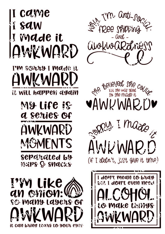 Awkward Moments Waterslide Decals - SoCuteINeedOneToo