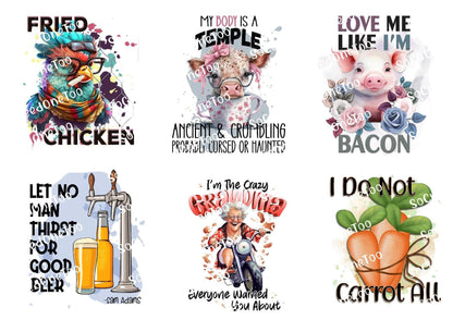 Adult - Crazy Grandma Waterslide Decals - SoCuteINeedOneToo