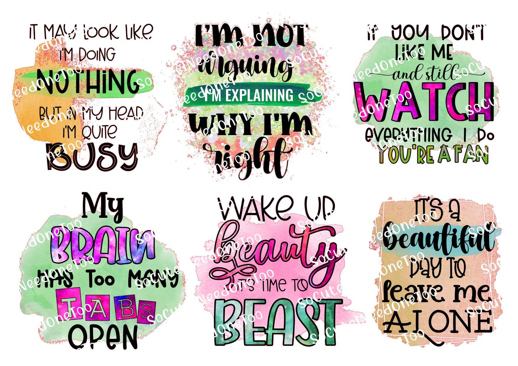 Adult Humor #10 Waterslide Decals - SoCuteINeedOneToo