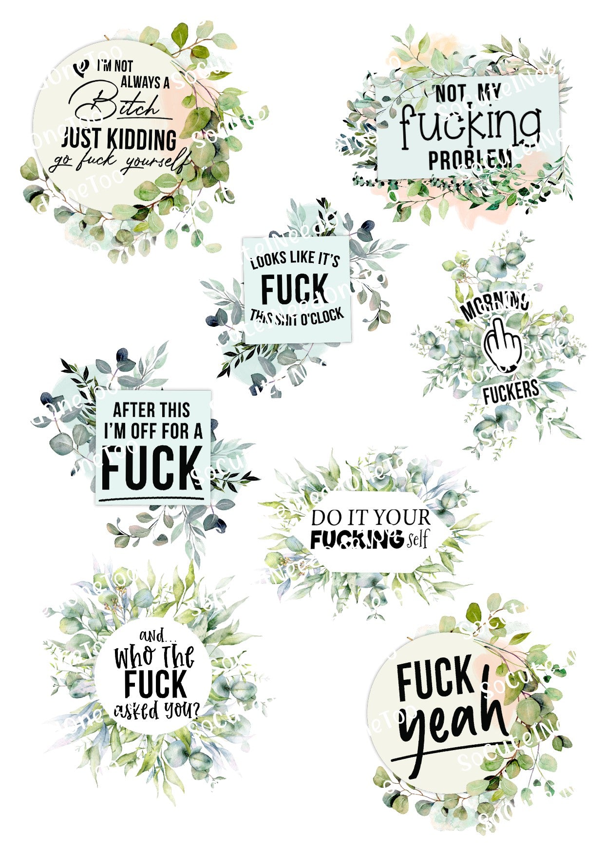 Adult Jokes #6 Waterslide Decals - SoCuteINeedOneToo