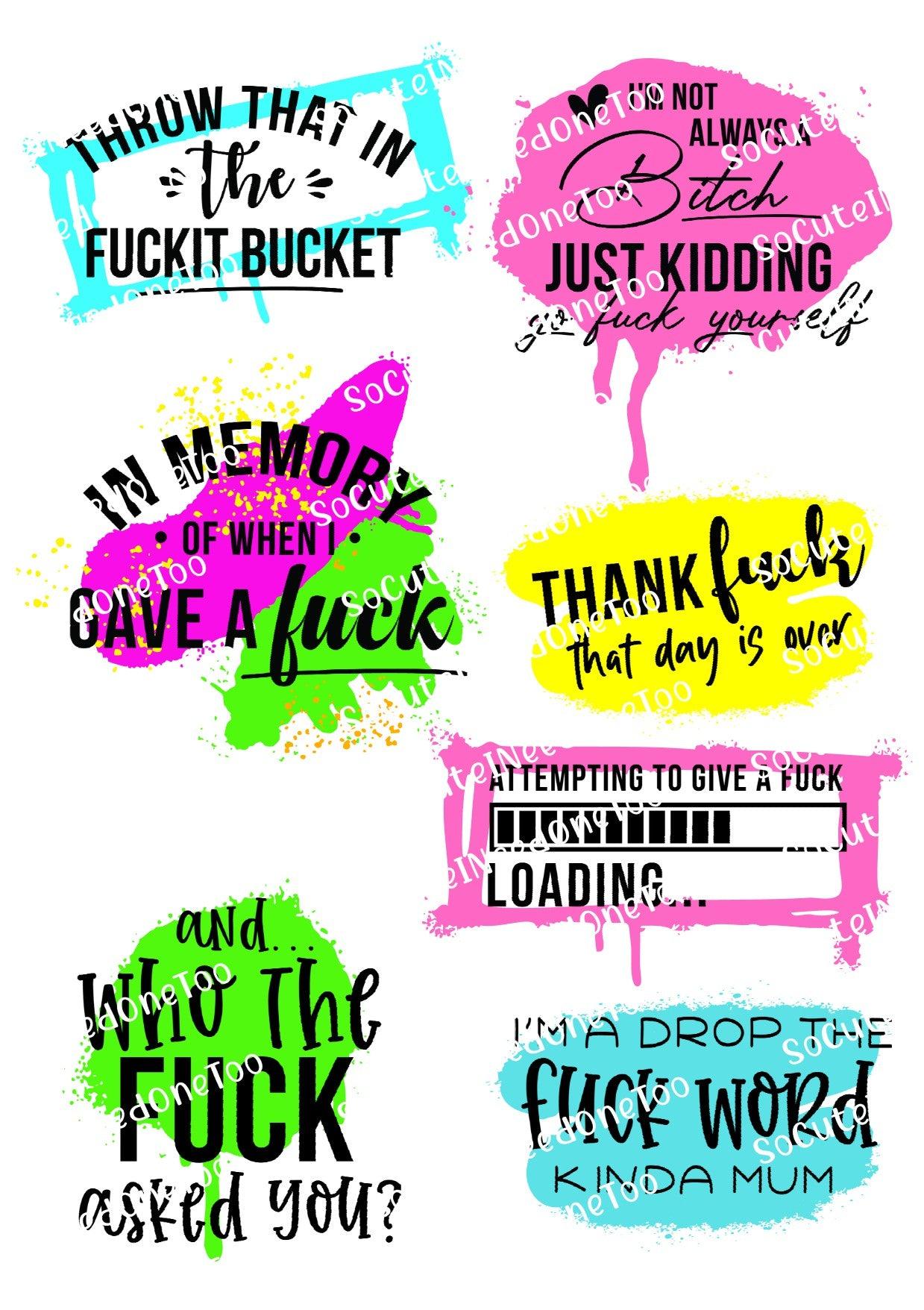 Adult Jokes #7 & #8 Waterslide Decals - SoCuteINeedOneToo