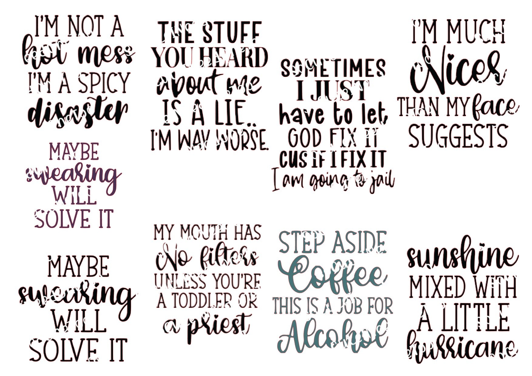 Adult Sayings - I'm Not a Hot Mess Waterslide Decals - SoCuteINeedOneToo