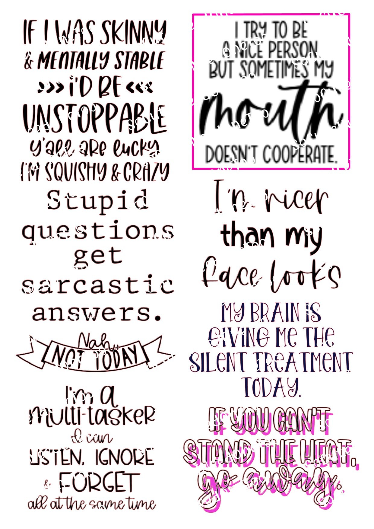 Adult Sayings - If I Was Skinny Waterslide Decals - SoCuteINeedOneToo