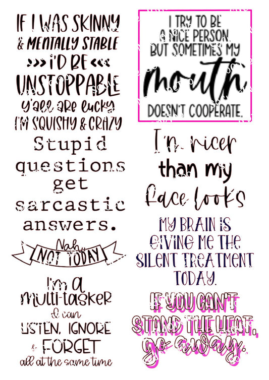 Adult Sayings - If I Was Skinny Waterslide Decals - SoCuteINeedOneToo