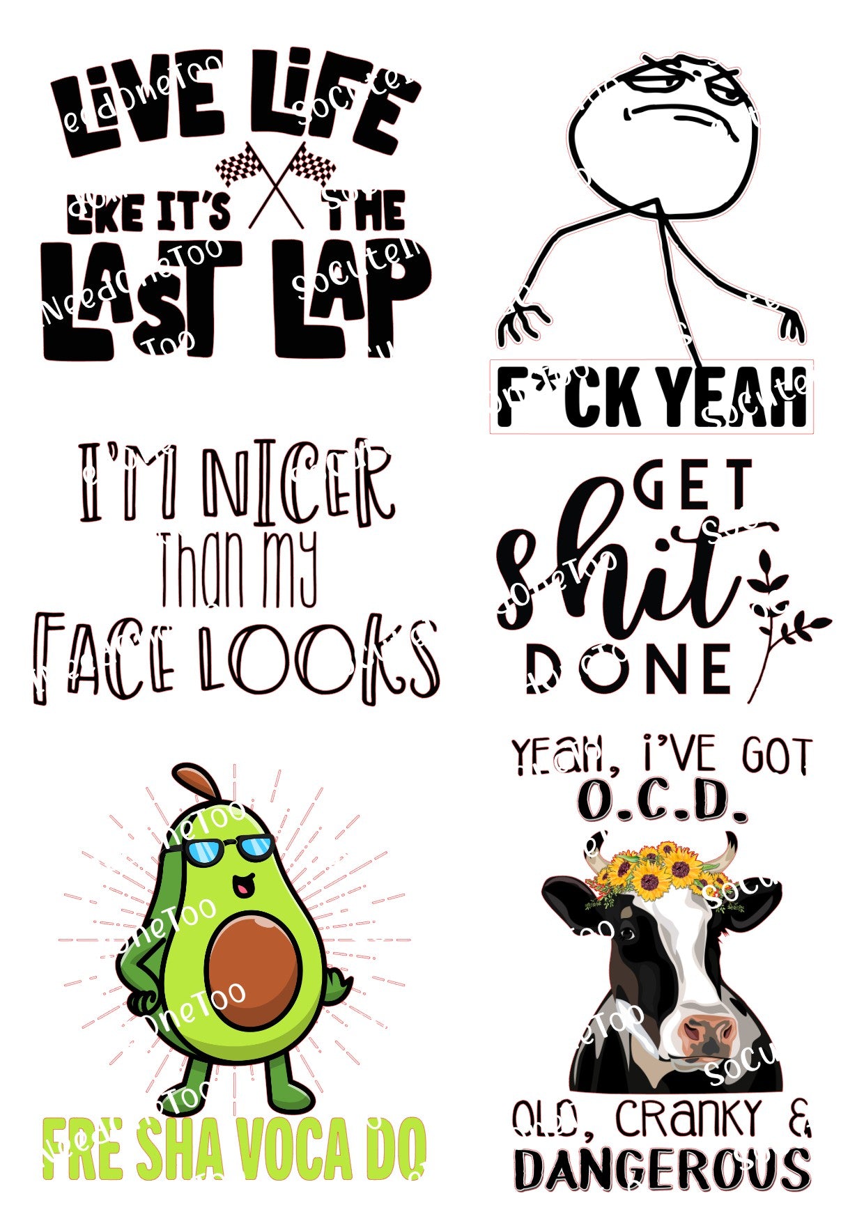 Adult Sayings - Live Life To The Last Lap Waterslide Decals - SoCuteINeedOneToo