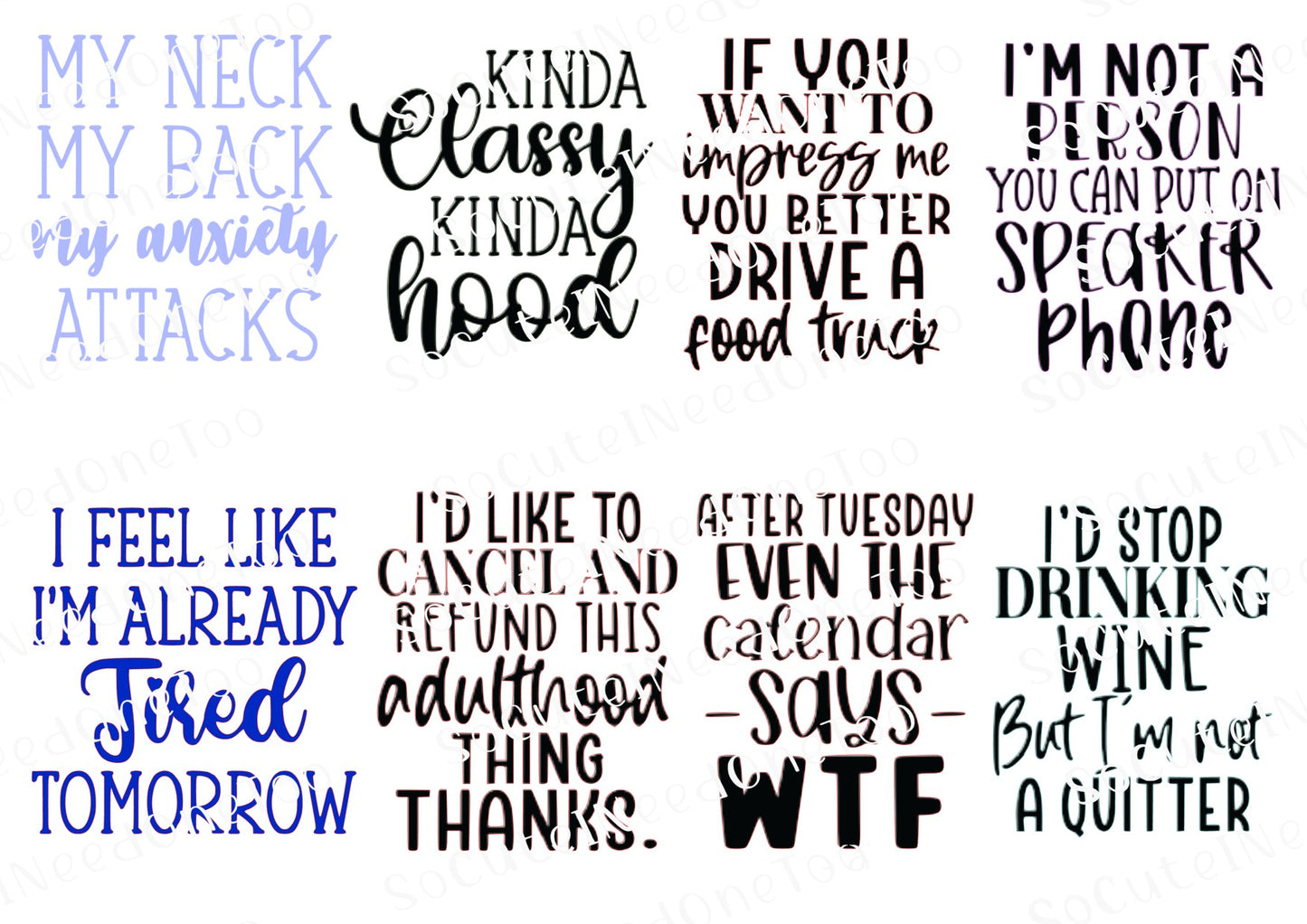 Adult Sayings - My Neck My Back Waterslide Decals - SoCuteINeedOneToo