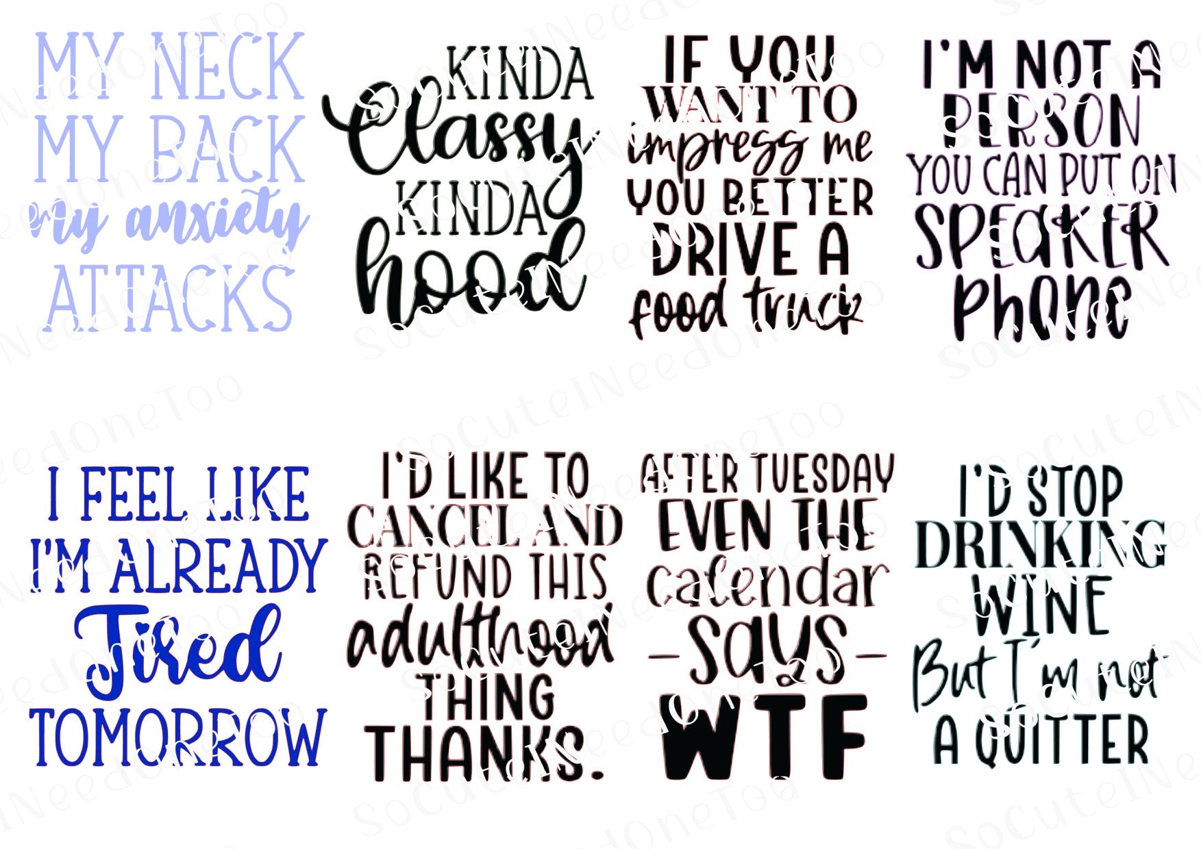 Adult Sayings - My Neck My Back Waterslide Decals - SoCuteINeedOneToo