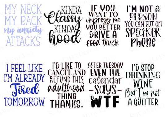 Adult Sayings - My Neck My Back Waterslide Decals - SoCuteINeedOneToo