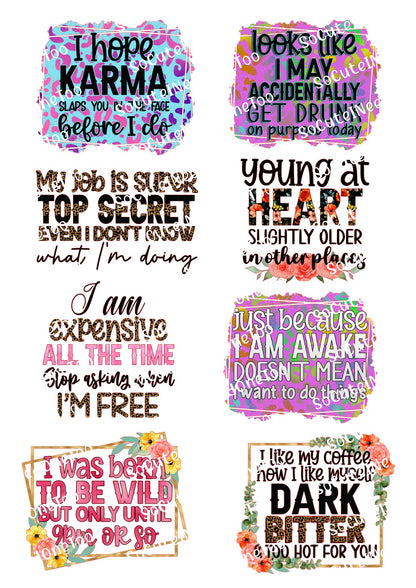 Adult Sayings #7A Waterslide Decals - SoCuteINeedOneToo