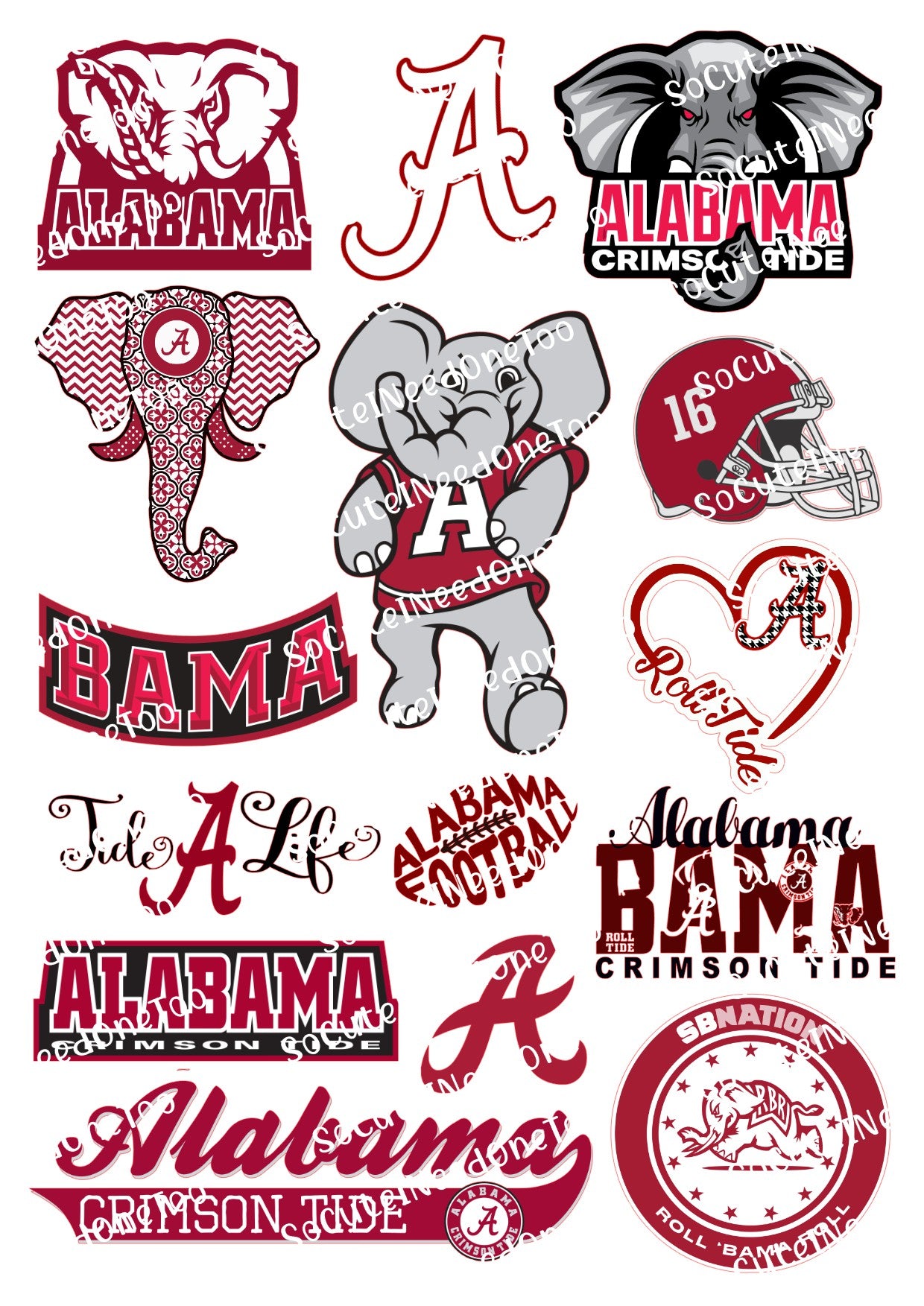 Alabama Crimson Tide Football Decals - SoCuteINeedOneToo
