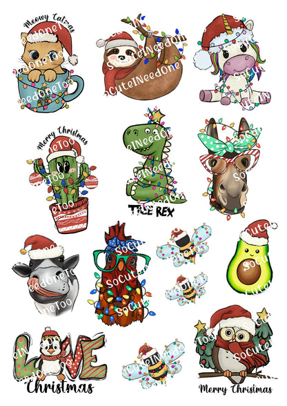 Animals in Christmas Lights Waterslide Decals - SoCuteINeedOneToo
