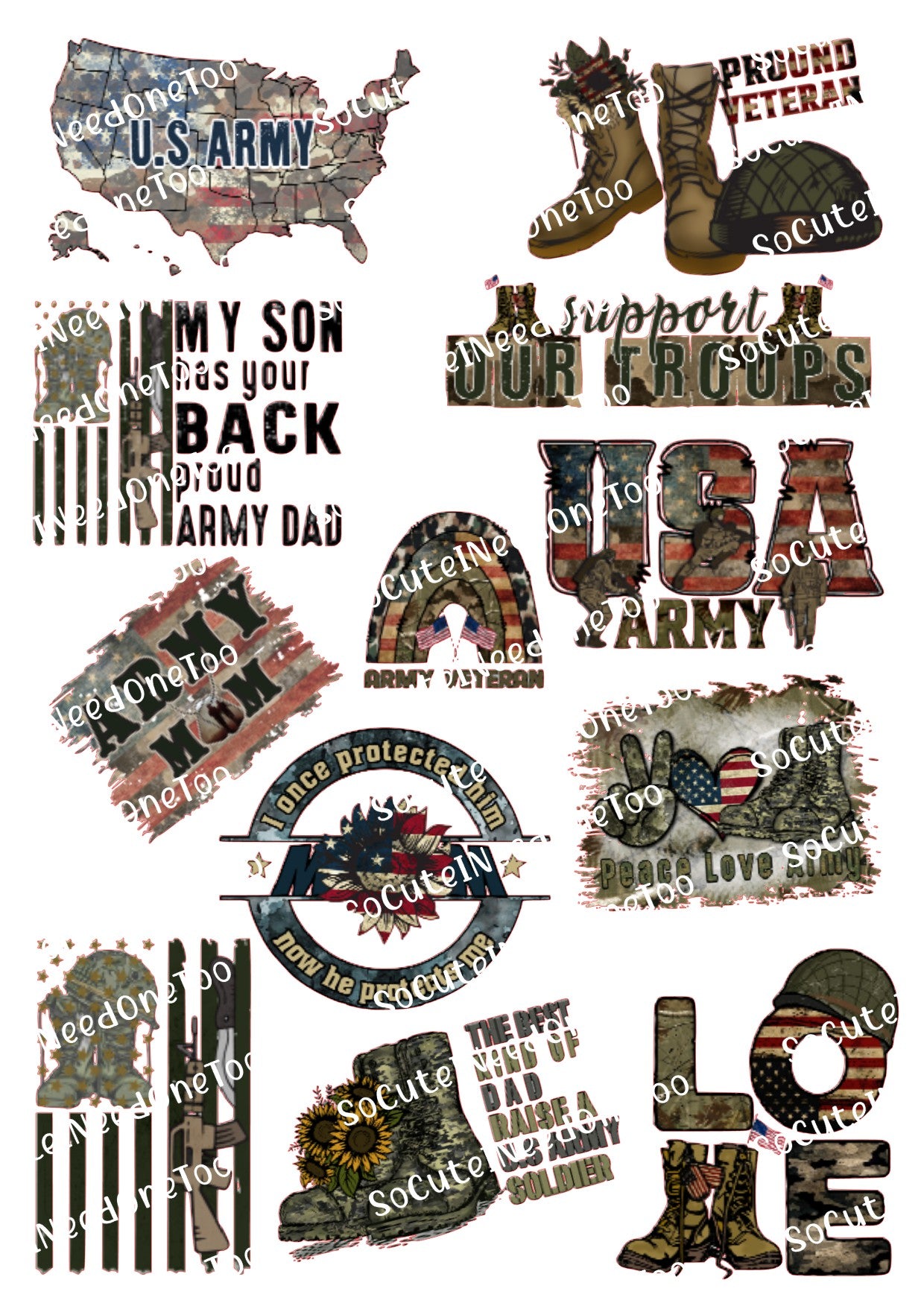 Army Strong Waterslide Decals - SoCuteINeedOneToo