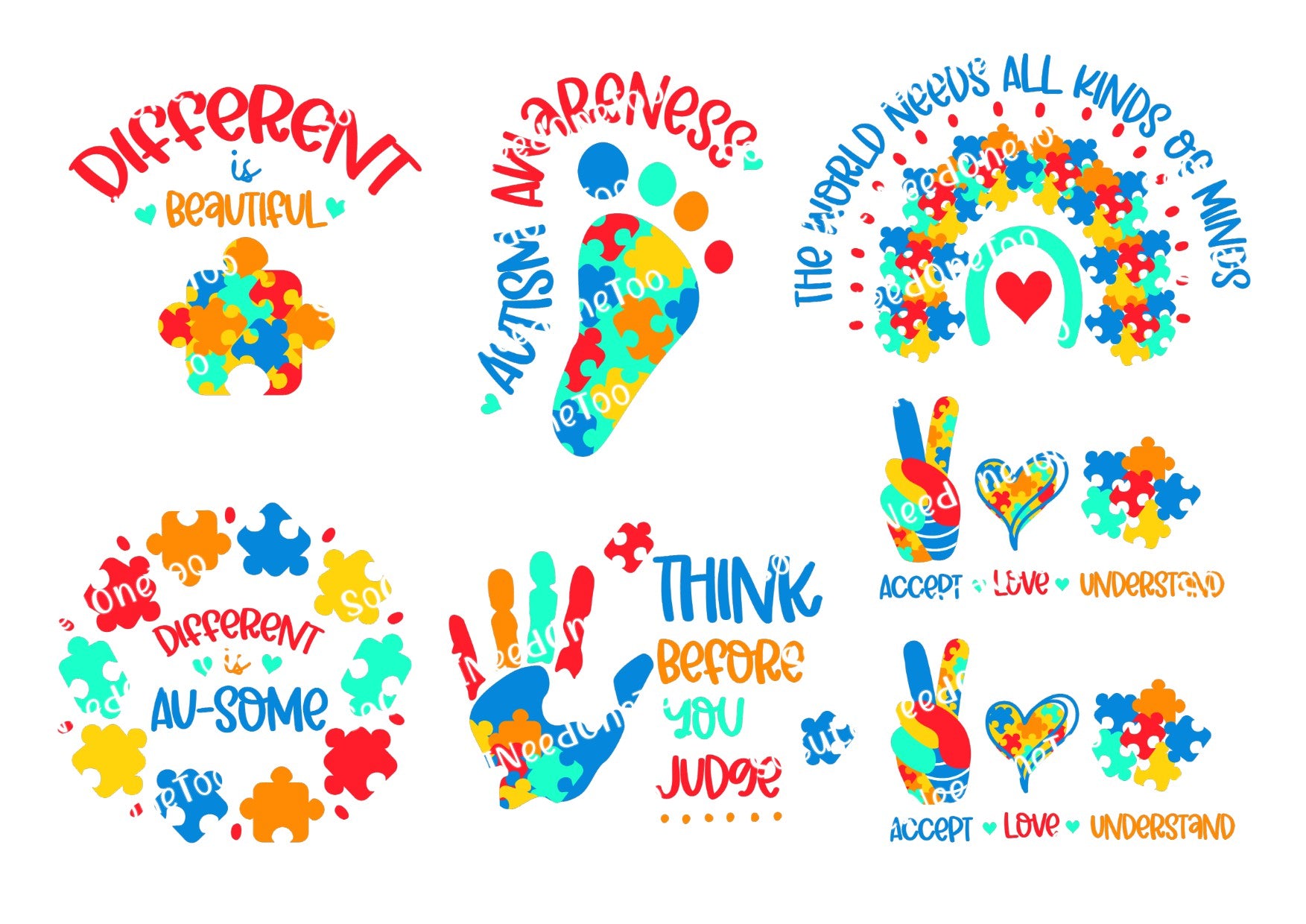 Autism - Different Is Beautiful Waterslide Decals - SoCuteINeedOneToo