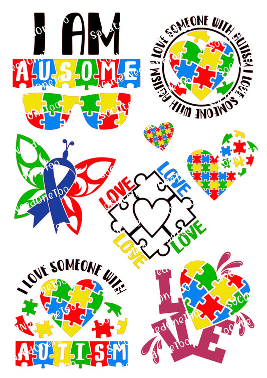 Autism Awareness #5 Waterslide Decals - SoCuteINeedOneToo
