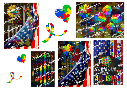 Autism Awareness Flags Waterslide Decals - SoCuteINeedOneToo