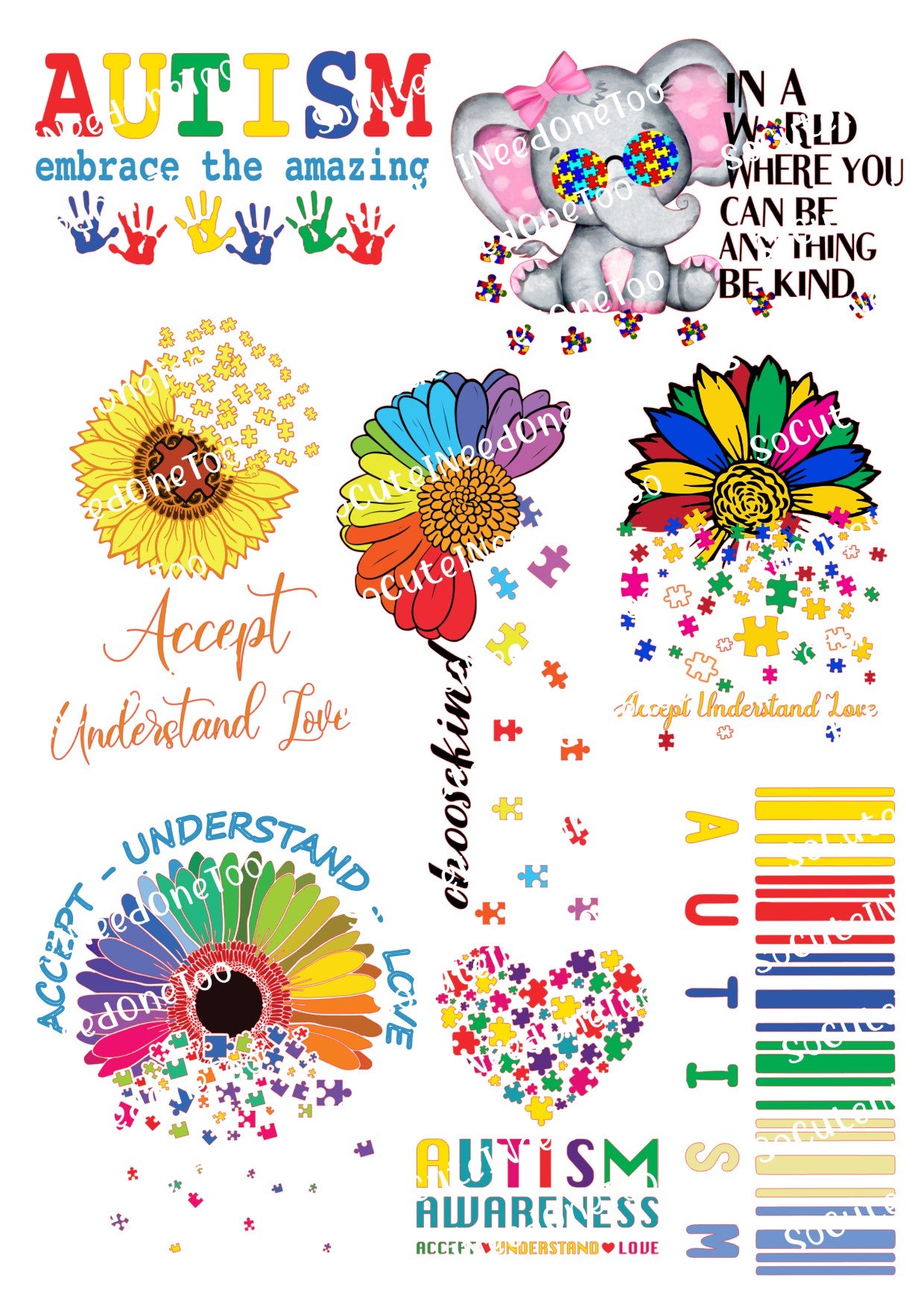 Autism Awareness Waterslide Decals - SoCuteINeedOneToo