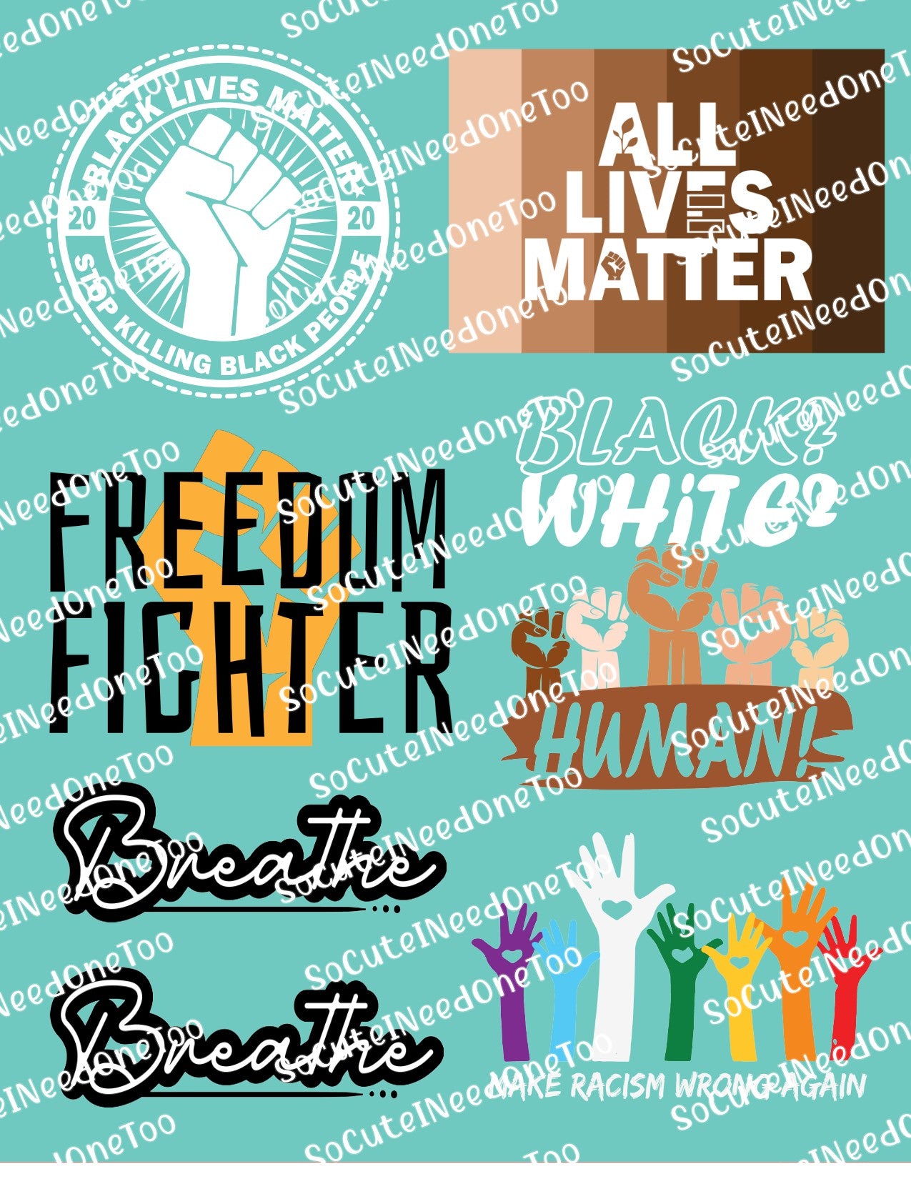 Black Lives Matter social justice waterslide decals for tumblers