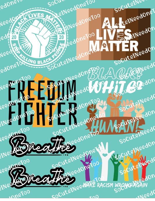 Black Lives Matter Waterslide Decals – Social Justice Designs for Tumblers