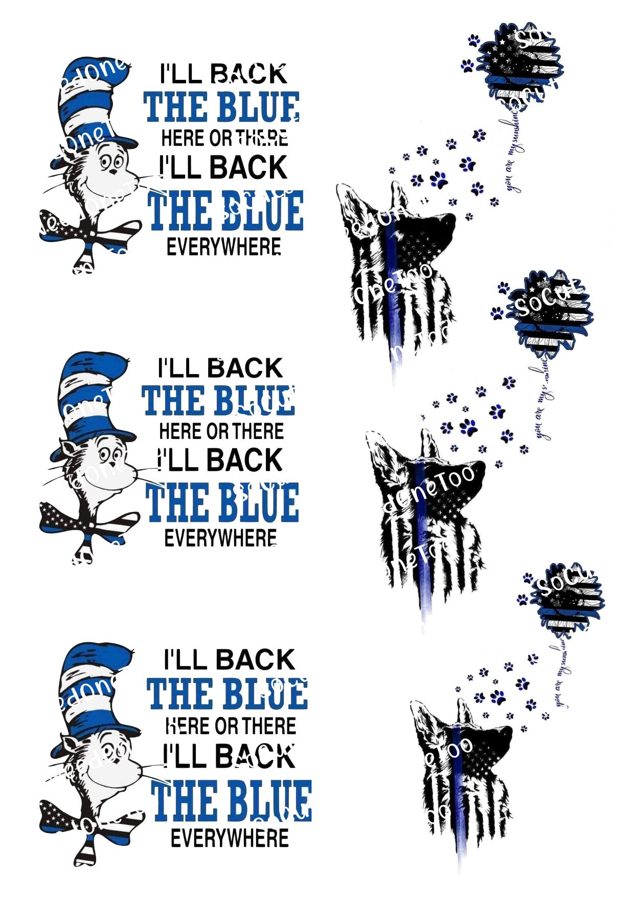 Back the Blue #2 Waterslide Decals - SoCuteINeedOneToo