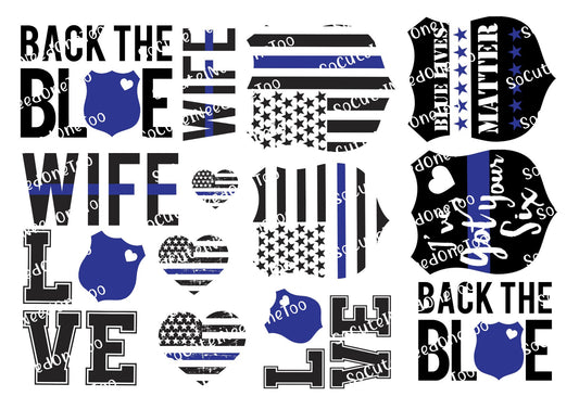 Back The Blue Waterslide Decals - SoCuteINeedOneToo