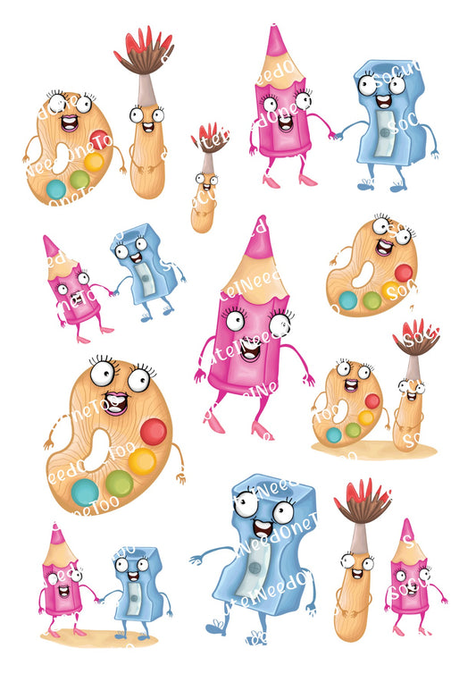 Back To School Supplies Waterslide Decals - SoCuteINeedOneToo