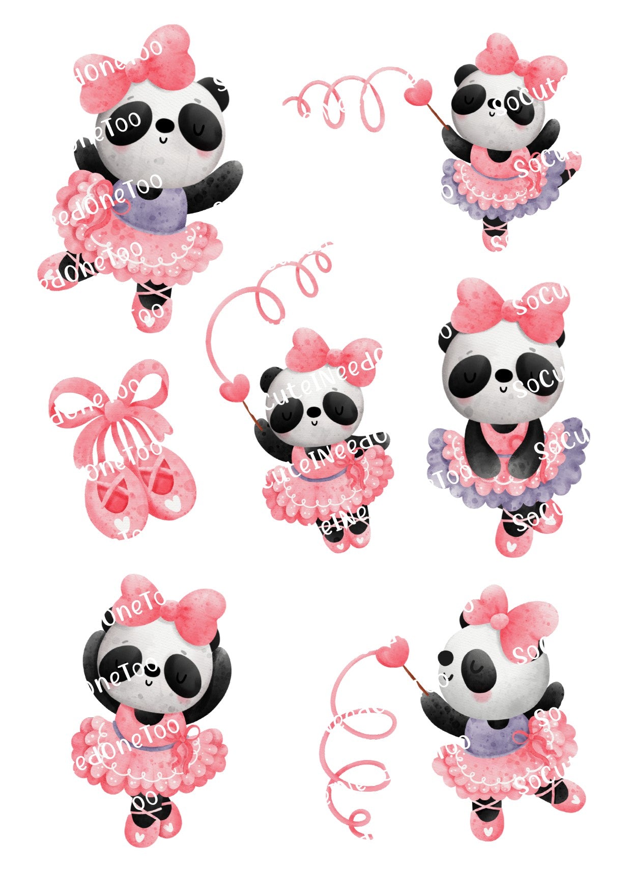 Cute Ballerina Pandas Waterslide Decals - SoCuteINeedOneToo
