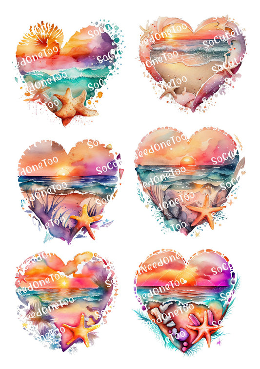 Beach Hearts Collection of Waterslide Decals - SoCuteINeedOneToo