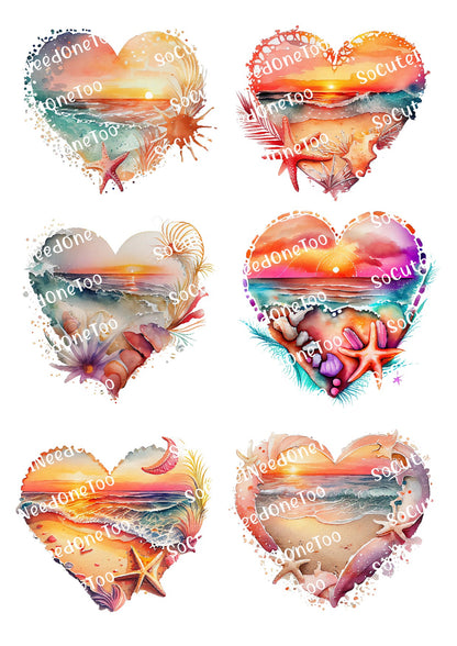 Beach Hearts Collection of Waterslide Decals - SoCuteINeedOneToo