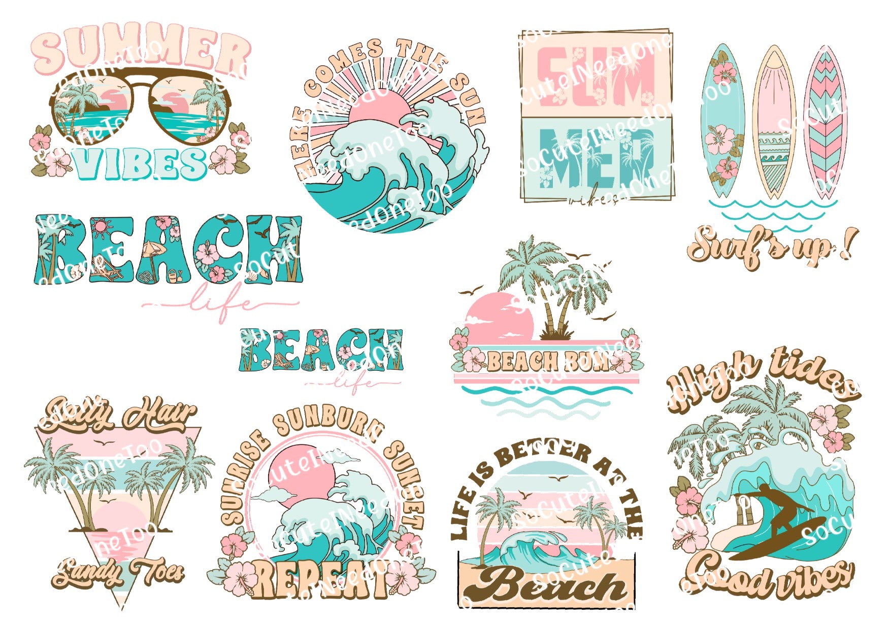 Beach - Retro Summer Waterslide Decals - SoCuteINeedOneToo