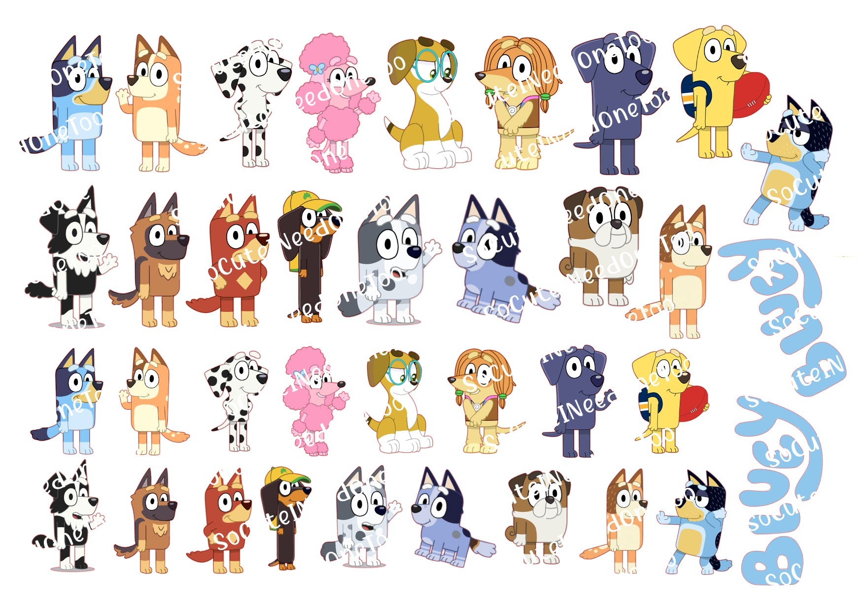 Bluey Characters #2 Waterslide Decals - SoCuteINeedOneToo