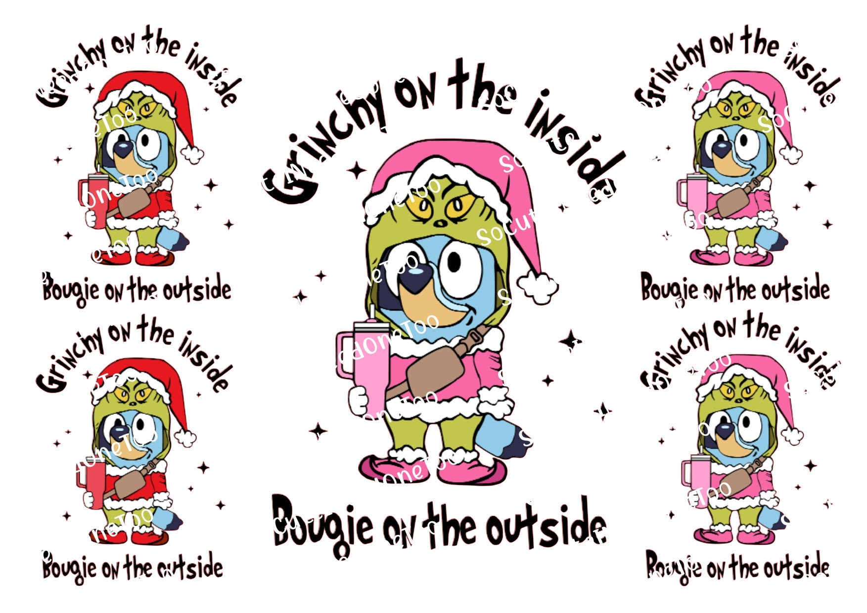 Bluey Christmas Waterslide Decals - SoCuteINeedOneToo