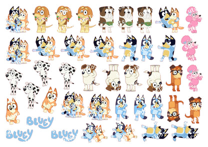 Bluey 1.50 Inches 1.75 Inches, 2 Inches, 3 inches Waterslide Decals - SoCuteINeedOneToo