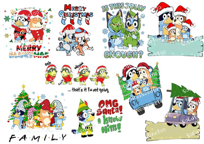 Bluey Christmas Waterslide Decals - SoCuteINeedOneToo