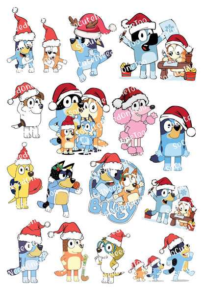 Bluey Christmas Waterslide Decals - SoCuteINeedOneToo