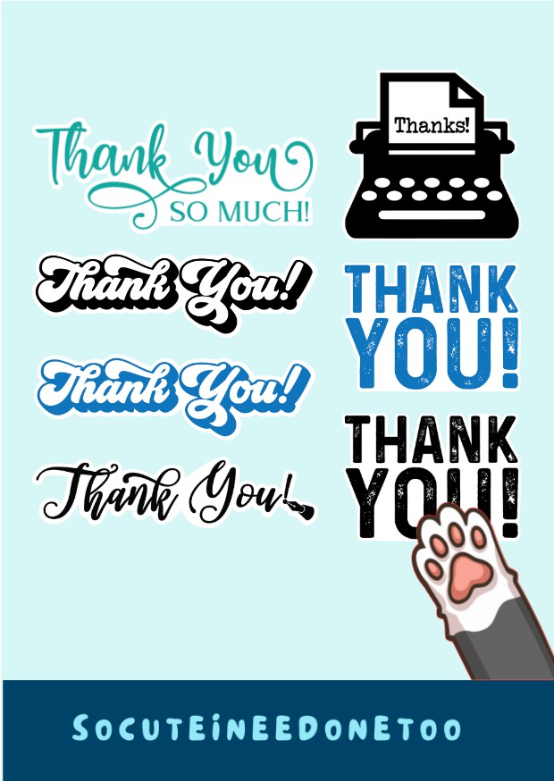 Business Stickers - Thank You - Blue & Black - SoCuteINeedOneToo