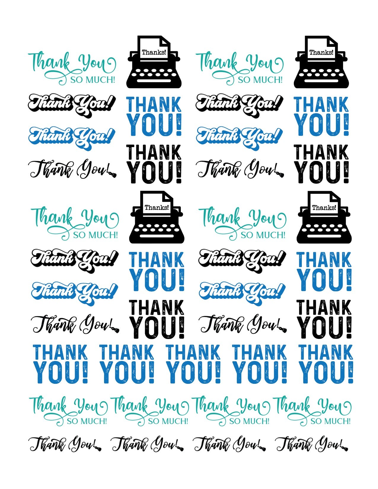Business Stickers - Thank You - Blue & Black - SoCuteINeedOneToo