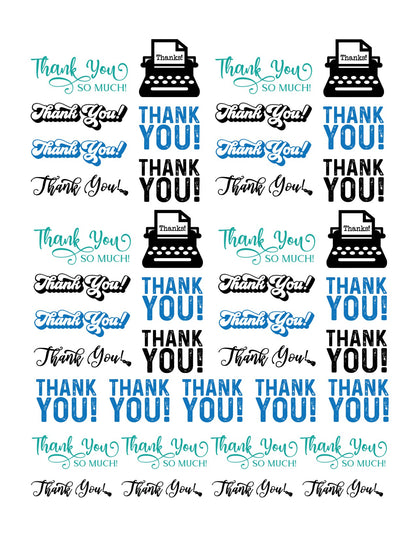 Business Stickers - Thank You - Blue & Black - SoCuteINeedOneToo
