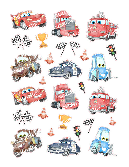 Race Car Sticker Sheet | Kids Stickers | Lightning & Racing Theme