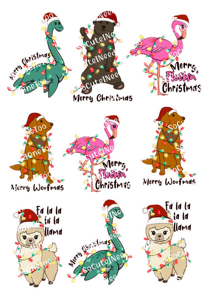 Animals in Christmas Lights Waterslide Decals - SoCuteINeedOneToo