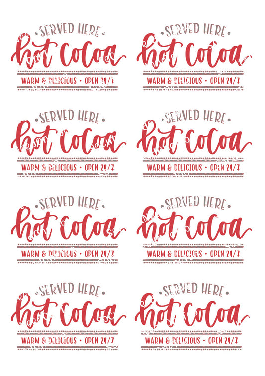 Christmas - Hot Cocoa Served Waterslide Decals - SoCuteINeedOneToo